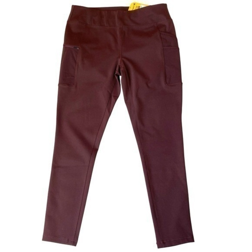 Carhartt Force Utility Leggings Women L Maroon Fitted Flex Zip Pocket Sports NWT
